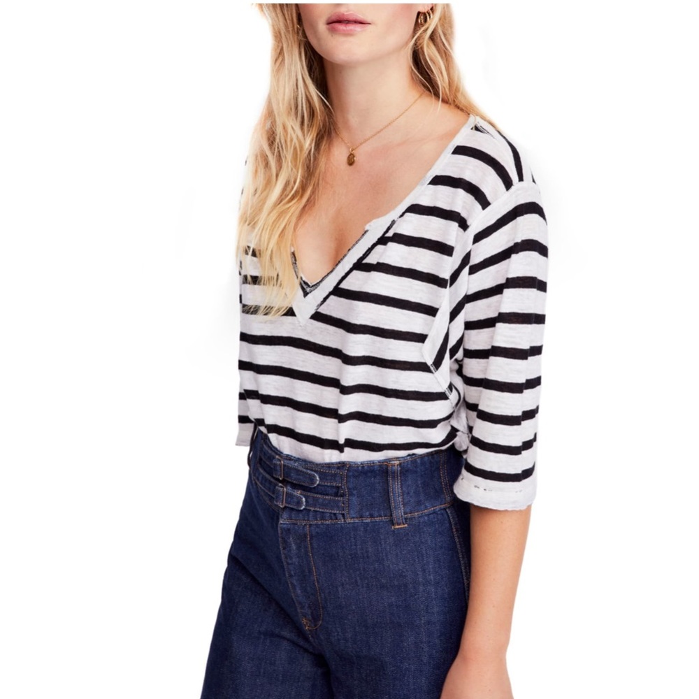Free People Head in the Clouds Stripe Tee | L